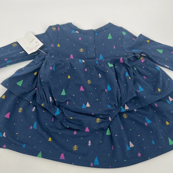 Tucker + Tate Babies' Sweet Play Print Dress Navy Denim Modern Trees 6M NWT - Picture 4 of 7